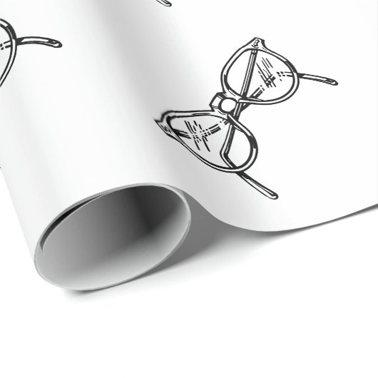 PAPIER CADEAU MOTIF EN VERRE NERD NOIR ET BLANC (Coin rond)