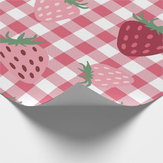 Papier Cadeau Motif En vichy fraise (Coin)