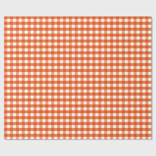 Papier Cadeau Motif En vichy orange et blanc (Plat)