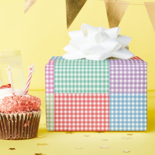Papier Cadeau motif En vichy Patchwork (Fête d'anniversaire)