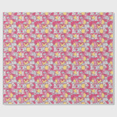 Papier Cadeau Motif enfant Kawaii avec des Doodles mignons (Plat)