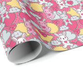 Papier Cadeau Motif enfant Kawaii avec des Doodles mignons (Coin rond)