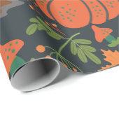 Papier Cadeau Motif et carottes citrouille rouge sans soudure (Coin rond)