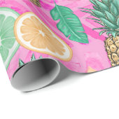Papier Cadeau Motif Été Plage (Coin rond)