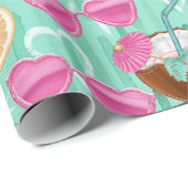 Papier Cadeau Motif Été Plage  (Coin rond)
