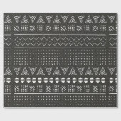 Papier Cadeau Motif ethnique tribal noir et blanc avec géométrie (Plat)