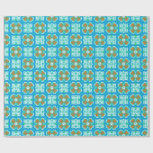 Papier Cadeau Motif ethnique turquoise (Plat)