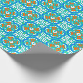 Papier Cadeau Motif ethnique turquoise (Coin)