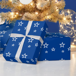 Papier Cadeau Motif étoile blanche tendance bleu