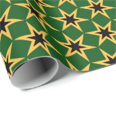 Papier Cadeau Motif étoile noir jaune et vert (Coin rond)