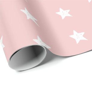 Papier Cadeau Motif étoile rose et blanc