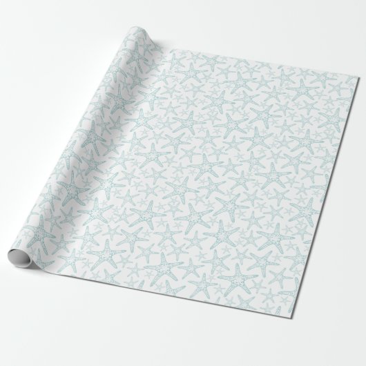 Papier Cadeau Motif étoile Turquoise et blanche (Déroulé)