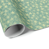 Papier Cadeau Motif Étoilé Vert de Mer de Menthe (Coin rond)