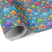 Papier Cadeau Motif étoiles coloré (Coin rond)