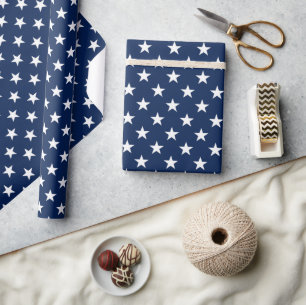 Papier Cadeau Motif étoiles de drapeau américain bleu marine pat