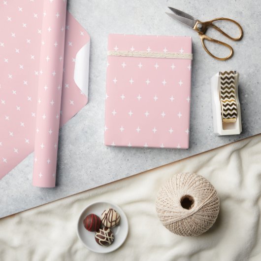 Papier Cadeau Motif Étoiles Spatiales en Rose (Artisanat)