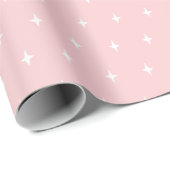 Papier Cadeau Motif Étoiles Spatiales en Rose (Coin rond)