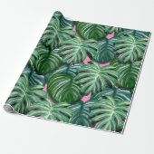 Papier Cadeau Motif exotique Feuille tropical vert (Déroulé)