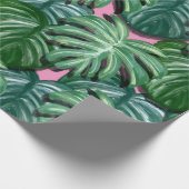 Papier Cadeau Motif exotique Feuille tropical vert (Coin)