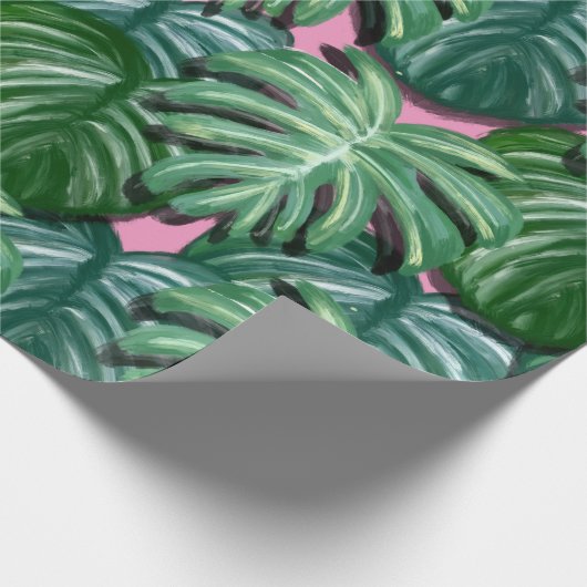 Papier Cadeau Motif exotique Feuille tropical vert (Coin)