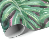 Papier Cadeau Motif exotique Feuille tropical vert (Coin rond)