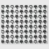 Papier Cadeau Motif Expressions de chats noirs mignons (Plat)