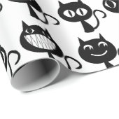Papier Cadeau Motif Expressions de chats noirs mignons (Coin rond)