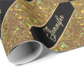 Papier Cadeau Motif fait sur commande de monogramme d'or (Coin rond)