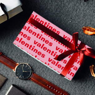 Papier Cadeau Motif fantaisie de Valentines rouges et roses