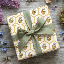 Motif fantaisiste de ruche jaune et de bourdon