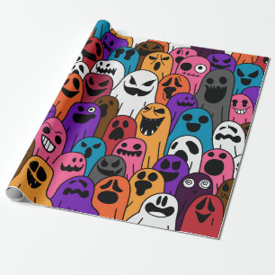 Papier Cadeau Motif fantôme Halloween écharpe éffrayante isolé r