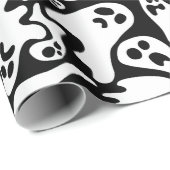 Papier Cadeau Motif fantôme noir et blanc (Coin rond)