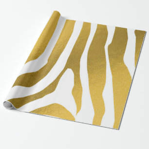 Papier Cadeau Motif Faux Gold Zebra Print Stripes