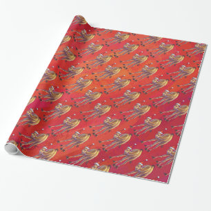 Papier Cadeau Motif Festif Camel En Rouge