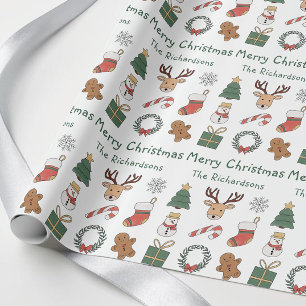 Papier Cadeau Motif festif de Noël rouge vert