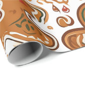 Papier Cadeau Motif Festif de pain d'épices (Coin rond)