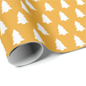 Papier Cadeau Motif Festif Mellow Jaune Blanc Arbre de Noël (Coin rond)