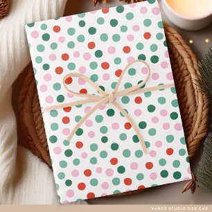 Papier Cadeau Motif festif moderne à pois pour Noël