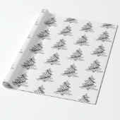 Papier Cadeau Motif Festif Noir et Blanc sapin de Noël (Déroulé)