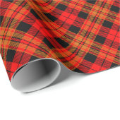 Papier Cadeau Motif Festif Rouge Noir et Orange Tartan (Coin rond)