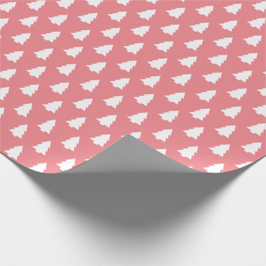 Papier Cadeau Motif Festive Pink White Christmas Tree (Coin)
