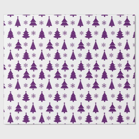 Papier Cadeau Motif Festive Purple & White Christmas Trees (Plat)