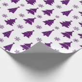 Papier Cadeau Motif Festive Purple & White Christmas Trees (Coin)