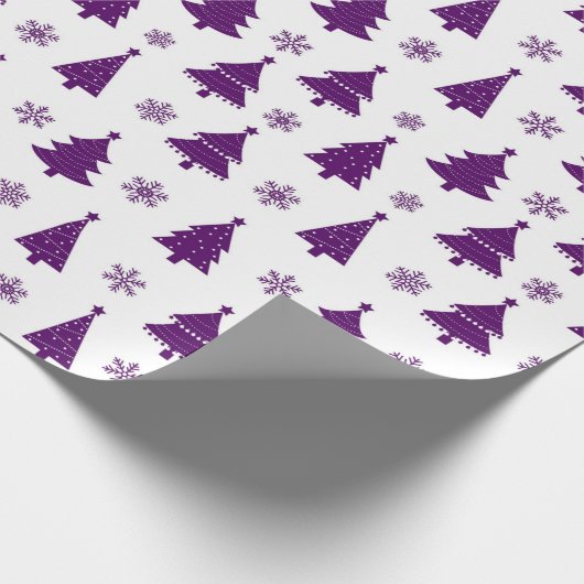 Papier Cadeau Motif Festive Purple & White Christmas Trees (Coin)