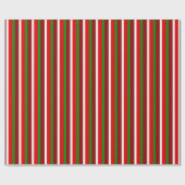Papier Cadeau Motif Festive rouge vert blanc rayé (Plat)