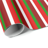 Papier Cadeau Motif Festive rouge vert blanc rayé (Coin rond)