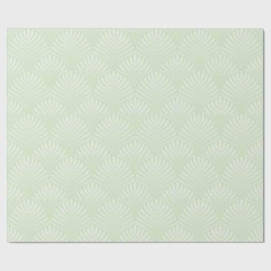 Papier Cadeau Motif feuillage classique en blanc et vert (Plat)