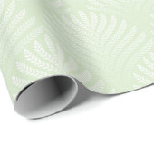 Papier Cadeau Motif feuillage classique en blanc et vert (Coin rond)