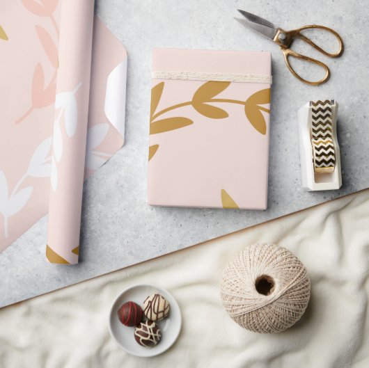PAPIER CADEAU MOTIF FEUILLE 4 (Artisanat)