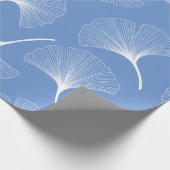 Papier Cadeau Motif feuille abstrait blanc et bleu (Coin)